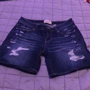 Dark wash, distressed, jean shorts